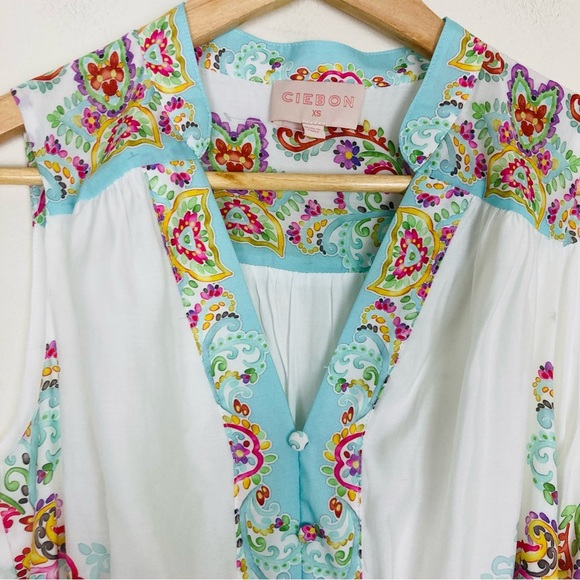 Ciebon Aloia soft tencel midi dress in pastel watercolor paisley print. XS - Picture 5 of 12